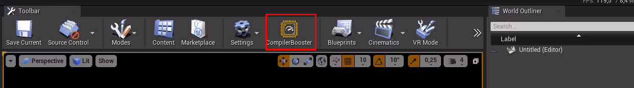 Open Compiler Booster toolbar window